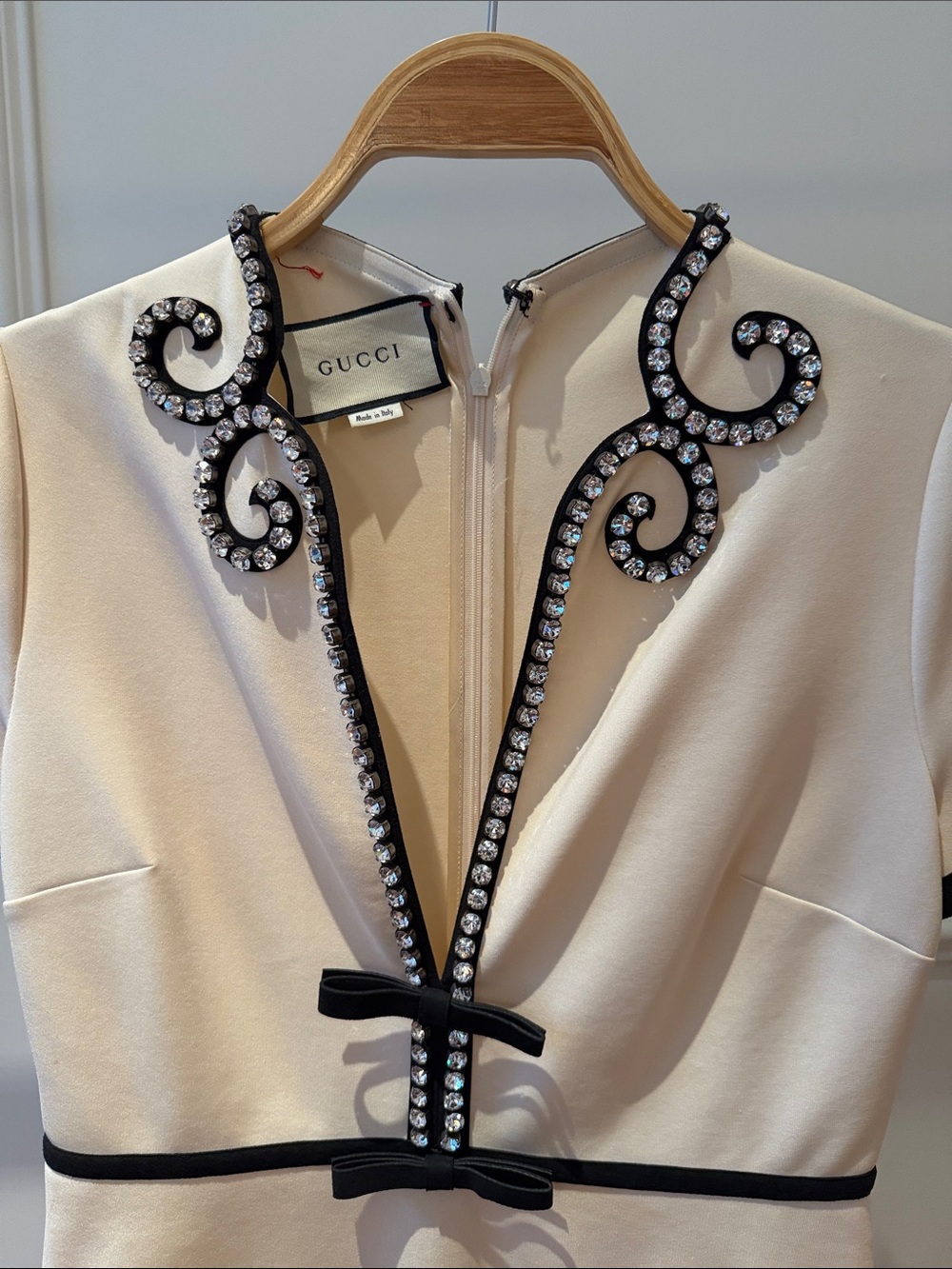 Gucci Runway Crystal-Trim Jersey V-Neck Dress - Picture 3 of 5